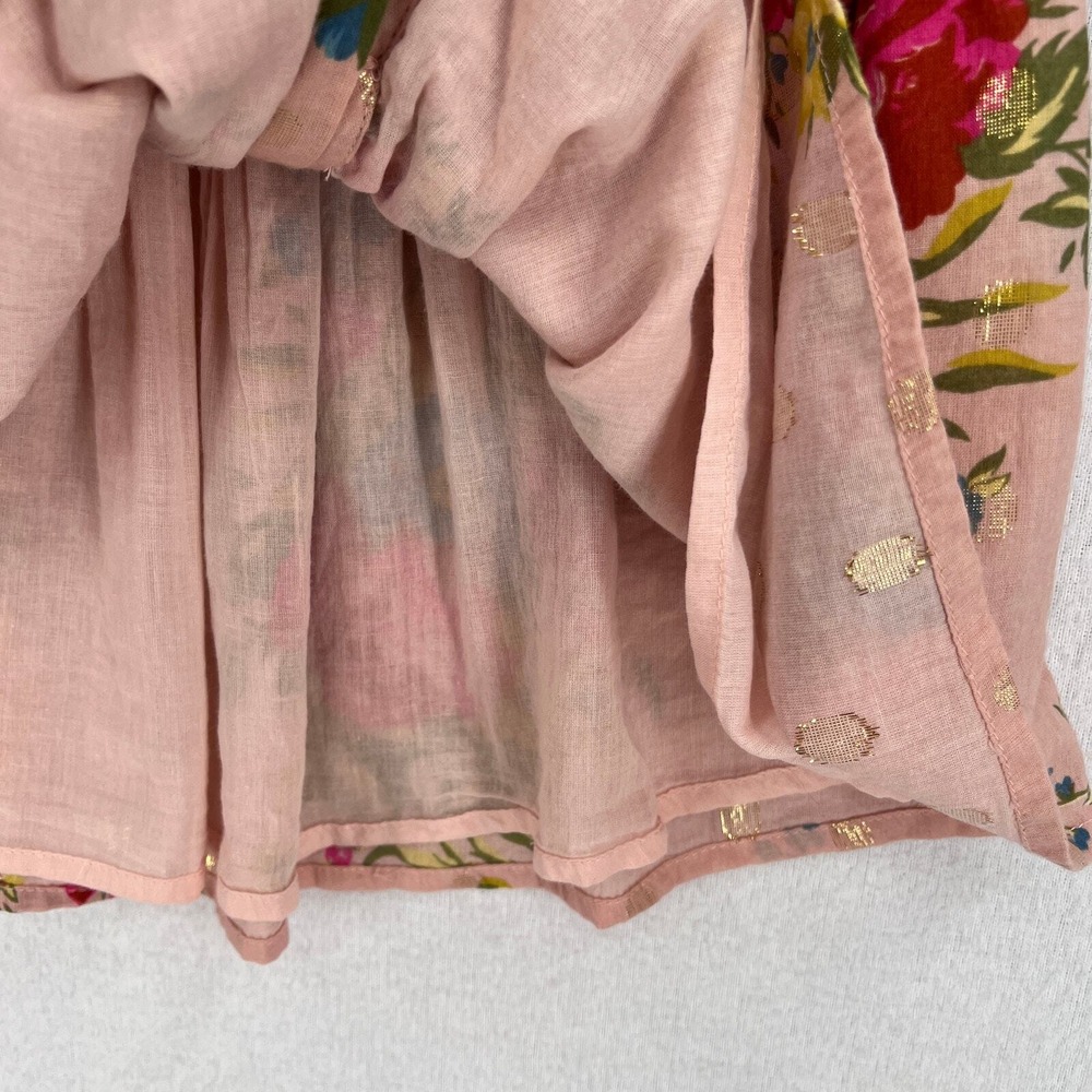 ANTHROPOLOGIE Love The Label Rosette Babydoll Top S Pink Floral Puff Sleeve Boho - Picture 10 of 16